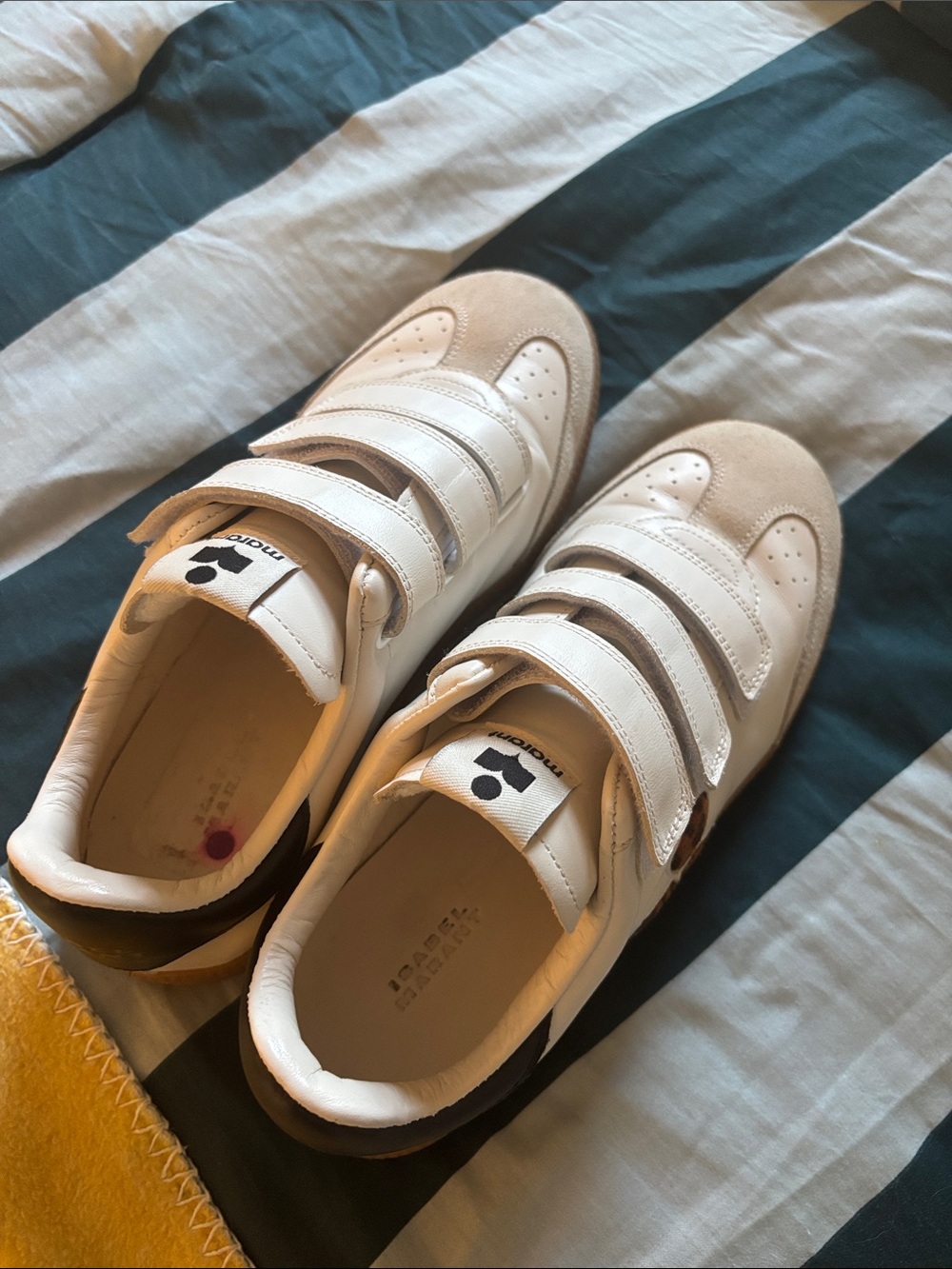 Isabel Marant White Leather Sneakers with Leopard Accent - Picture 2 of 5